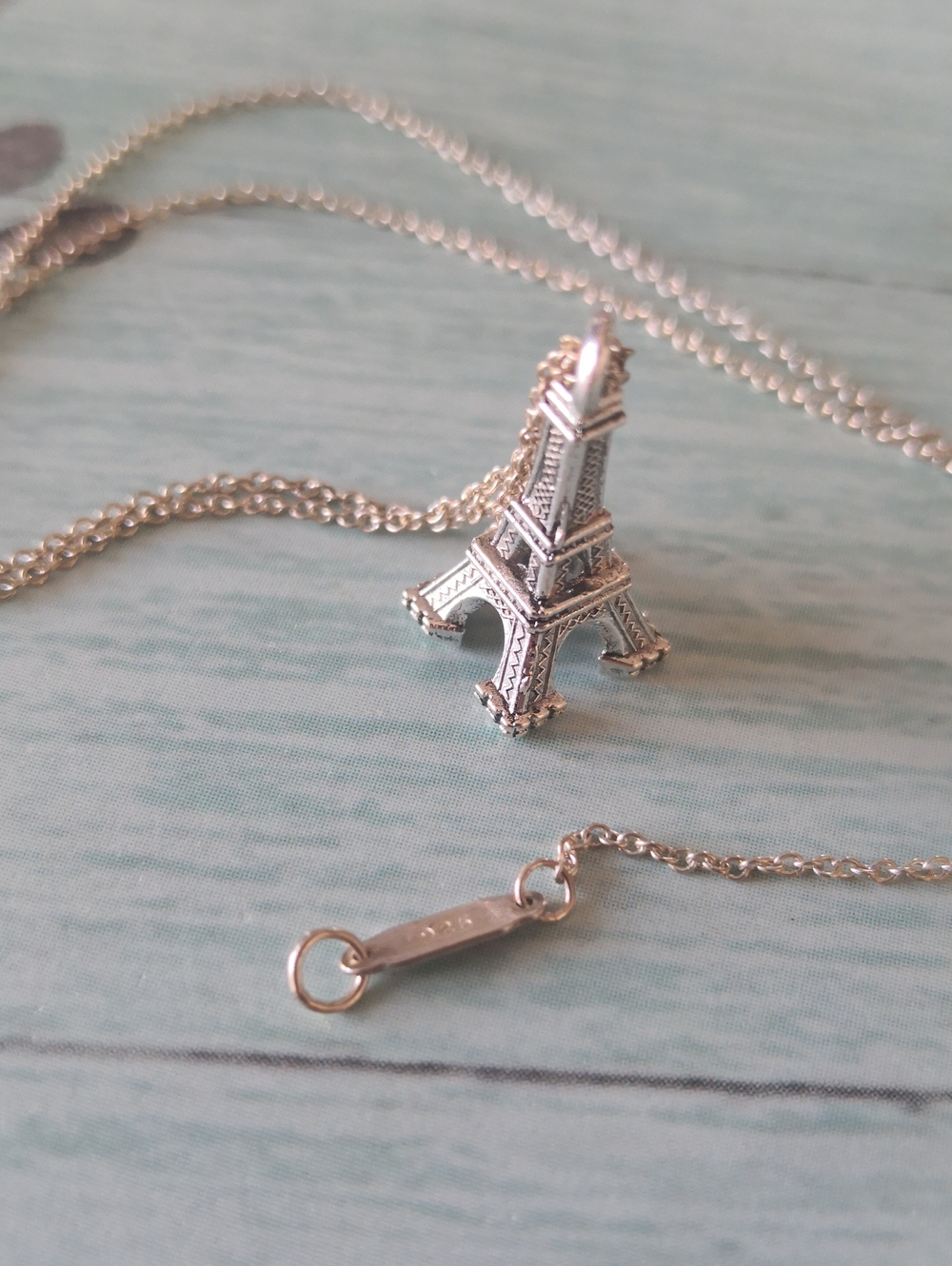 Tiffany & Co. Necklace. 16"-sz.Silver Eiffel Tower Pendant (Not Tiffany)